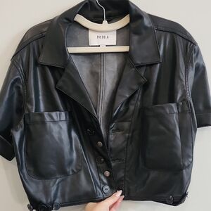 Pistola Short Sleeve Black Leather Jacket